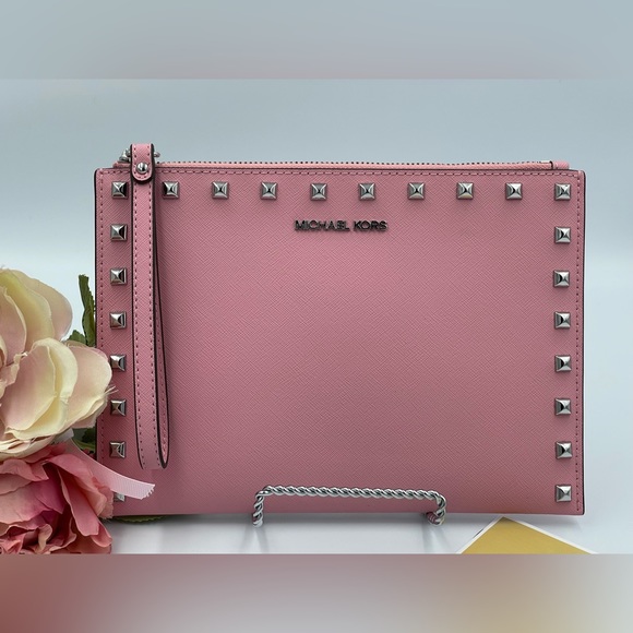 Michael Kors Jet Set Travel XL Studded Clutch Wristlet - Picture 1 of 9